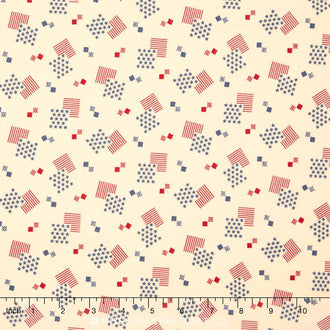 Let Freedom Ring - Flag Boxes Cream Yardage