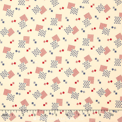 Let Freedom Ring - Flag Boxes Cream Yardage