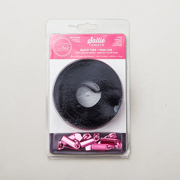 Sallie Tomato Tula Pink #5 Nylon Zipper Tape & Pulls - Black with Pink Coil Alternative View #3