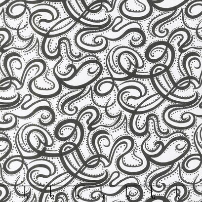 Infinity - Paisley Script White Black 108" Wide Backing