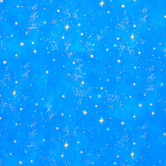 Holy Night - Stars Cobalt Metallic Yardage