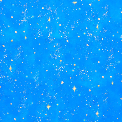 Holy Night - Stars Cobalt Metallic Yardage