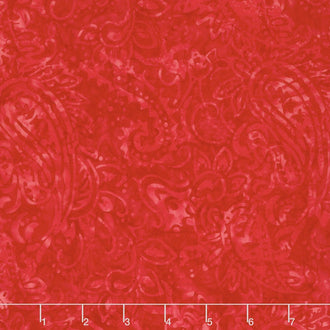 Tonga Batiks - Pinwheel Hand Stamp Paisley Red Yardage