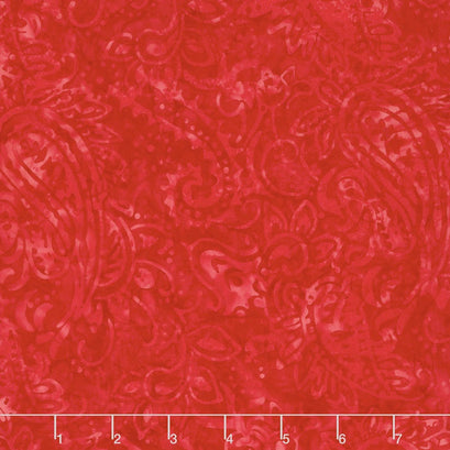 Tonga Batiks - Pinwheel Hand Stamp Paisley Red Yardage