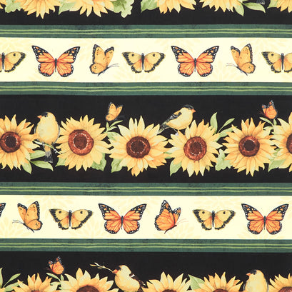 Sunflower Splendor - Repeating Stripe Multi Yardage