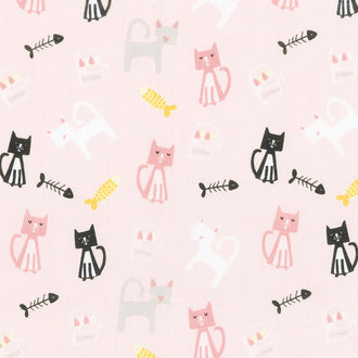 Meow and Forever - Cats Pink Yardage