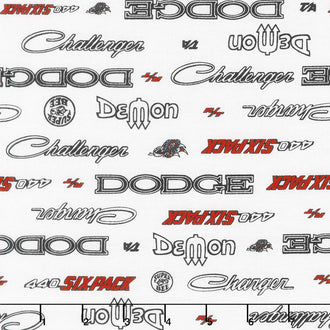 Dodge Muscle Cars - Dodge Logos White Yardage