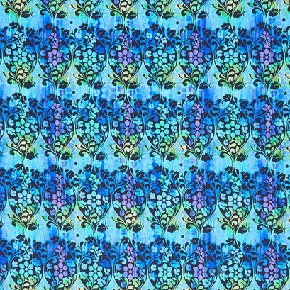 Vivid - Ogee Blue Yardage