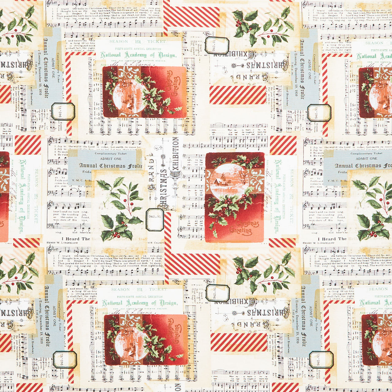 Holidays Past - Holiday Collage Multi Canvas Yardage Primary Image