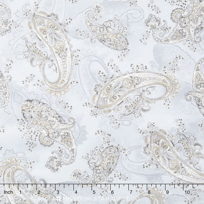 La Scala - Onyx Colorstory Paisely Platinum Metallic Yardage