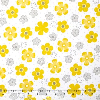 Cozy Cotton Flannels - Large Flower Yellow Yardage