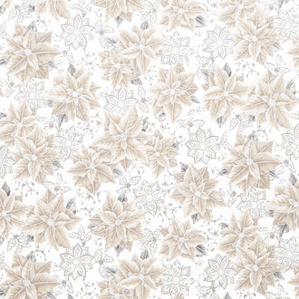 Holiday Flourish - Festive Finery Taupe Colorstory Poinsettias Blanc Metallic Yardage