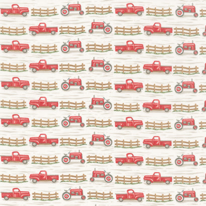 Willow's Farm - Trucks And Tractors Cloud Yardage