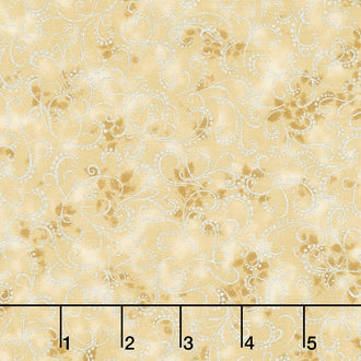 Winter's Grandeur - Champagne Ornate Scroll Champagne Metallic Yardage