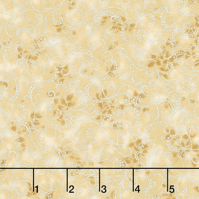Winter's Grandeur - Champagne Ornate Scroll Champagne Metallic Yardage