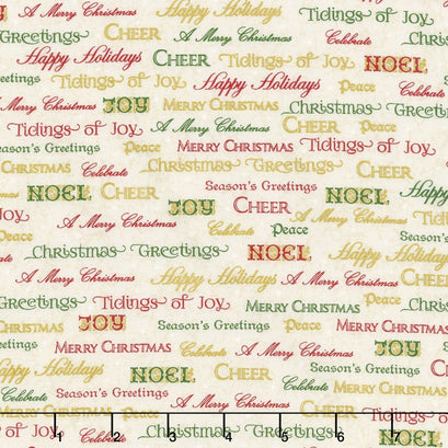 Winter's Grandeur - Holiday Text Holiday Metallic Yardage