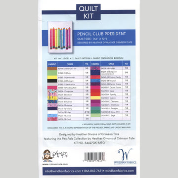 Pencil Club President Quilt Kit