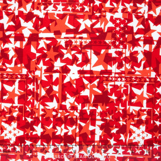 USA - Star Collage Red Yardage