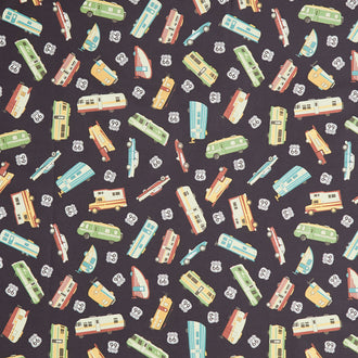 Route 66 - Cars and Campers Main Black Yardage