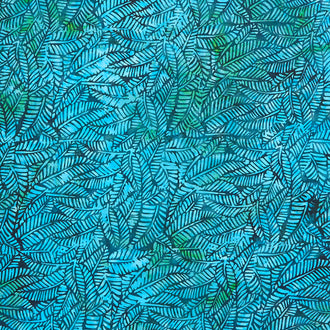 Turtle Cove Batiks - Tossed Leaves Blue Storm Yardage