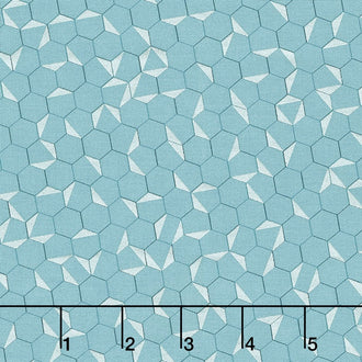 Shimmer On - Hexagon Teal Metallic Yardage