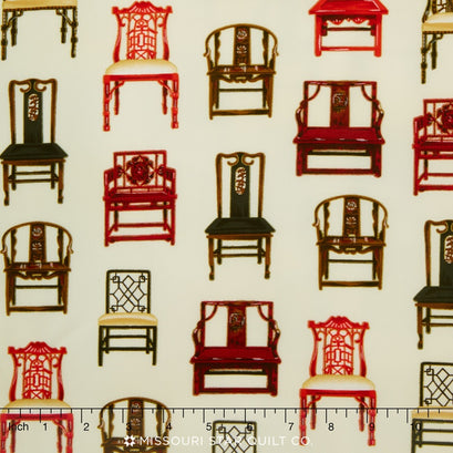 Asian Traditions - Vintage Chairs Metallic Yardage