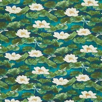 Tranquil Waters - Water Lilies Dark Blue Multi Yardage