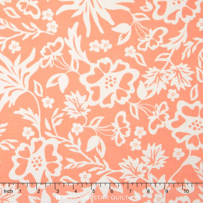Apricot & Persimmon - Floral Peach Yardage