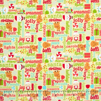 Santa Express - Greetings Green Yardage