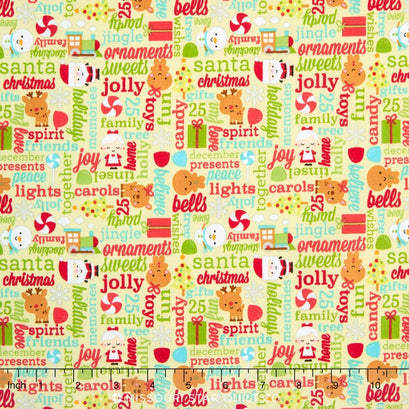 Santa Express - Greetings Green Yardage