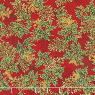 Holiday Flourish 11 - Holiday Branches Crimson Metallic Yardage