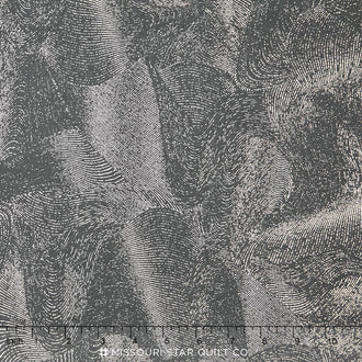 Akiko - Neutral Zen Garden Charcoal Metallic Yardage