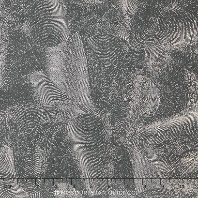Akiko - Neutral Zen Garden Charcoal Metallic Yardage