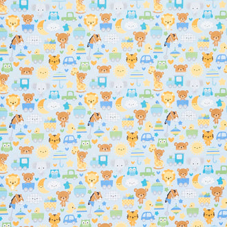 Special Delivery - Main Baby Animal Blue Yardage
