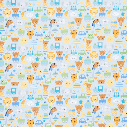 Special Delivery - Main Baby Animal Blue Yardage