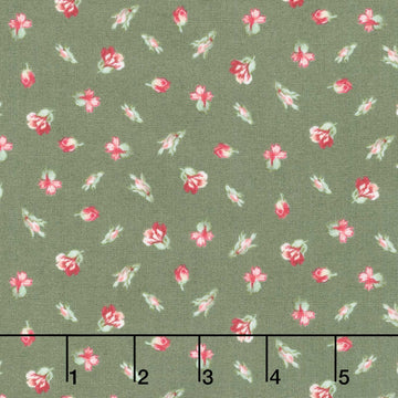 Regal Rose - Mini Buds Dark Green Yardage