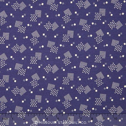 Let Freedom Ring - Flag Boxes Navy Yardage