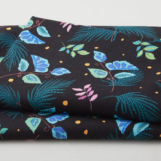 Hothouse Magic - Tropical Leaves Black 2 Yard Cut
