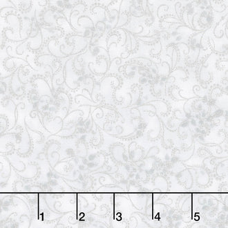 Winter's Grandeur - Champagne Ornate Scroll Silver Metallic Yardage