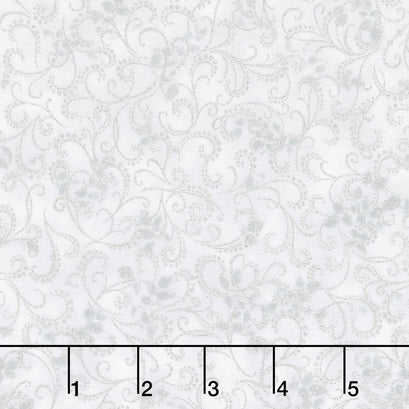 Winter's Grandeur - Champagne Ornate Scroll Silver Metallic Yardage
