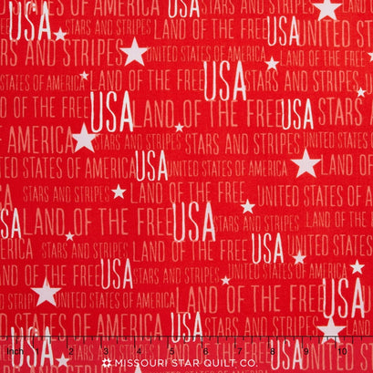 Stars & Stripes - Words Red Yardage