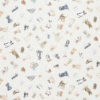 Whiskers & Paws - Dogs Tossed Cream Yardage