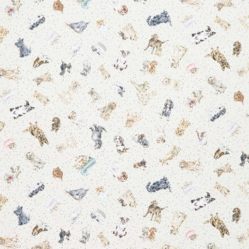 Whiskers & Paws - Dogs Tossed Cream Yardage Primary Image