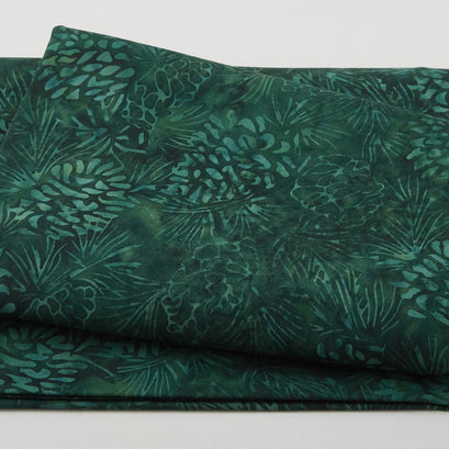 Winter Wonders Batiks - Pinecone Spinach 2 Yard Cut