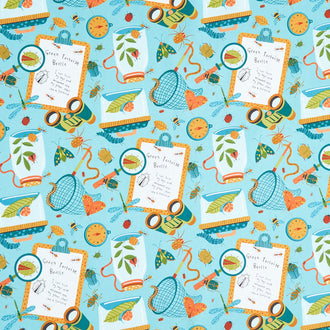 Backyard Bug Collector - Bug Clipboard Turquoise Multi Yardage