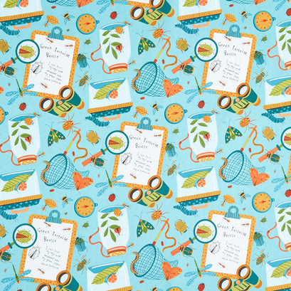Backyard Bug Collector - Bug Clipboard Turquoise Multi Yardage