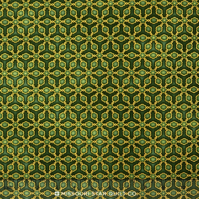 Imperial Collection - Vintage Star Medallion Green Metallic Yardage
