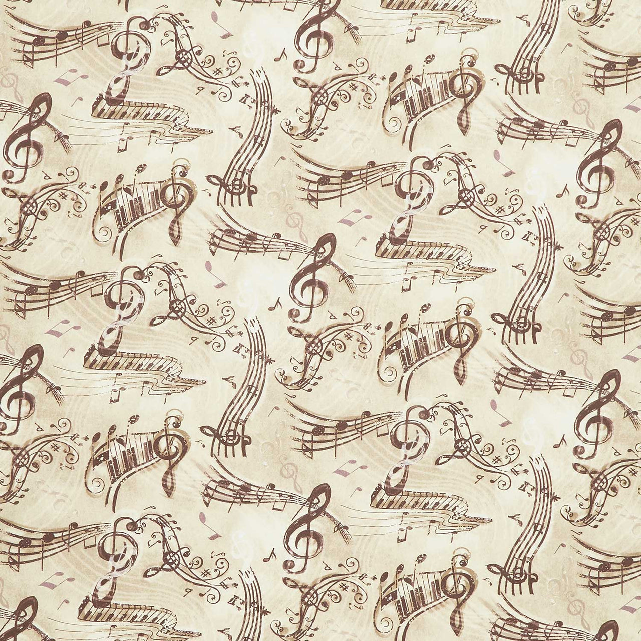 Sonata - Vintage Music Notes Tan Yardage Primary Image