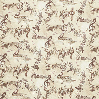 Sonata - Vintage Music Notes Tan Yardage