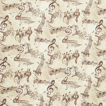 Sonata - Vintage Music Notes Tan Yardage Primary Image